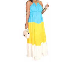 Load image into Gallery viewer, Multi Color Halter Maxi Dress
