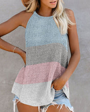 Load image into Gallery viewer, Colorblock Plain Knitted U-Neck Top
